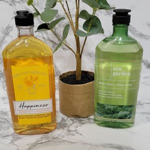 Bath and Body Works Happiness and Zen Garden Body Wash and Foam Bath Bundle